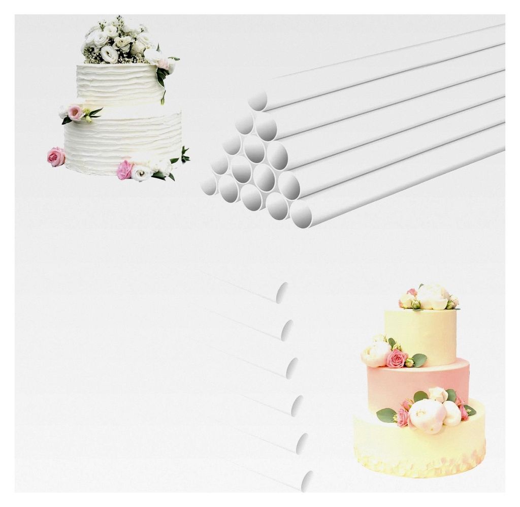 Tortenstützen für mehrstöckige Torten, wiederverwendbare Tortendübel, Kunststoff Tortenstabilisator - 18 Stück