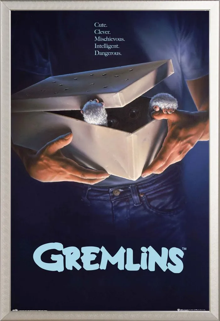 Gremlins - Poster - Originale + cornice rimovibile, Shinsuke® Maxi alluminio argento, vetro acrilico