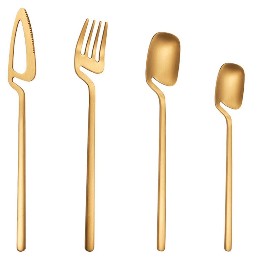 4-teiliges hängendes Geschirrset aus Edelstahl, Gabel, Messer, Löffel, Küchenbesteck, Essgeschirr-Set