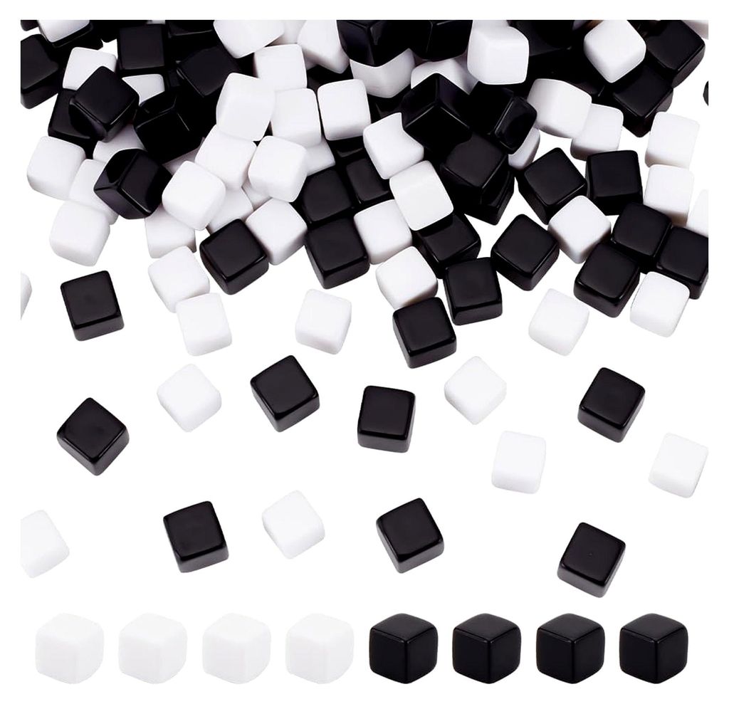 160 Stück 2 Farben 7,5 mm Leere Acrylwürfel mit abgerundeten Ecken, Schwarz und Weiß, inklusive Aufbewahrungsbox für DIY-Projekte und Partygesc...