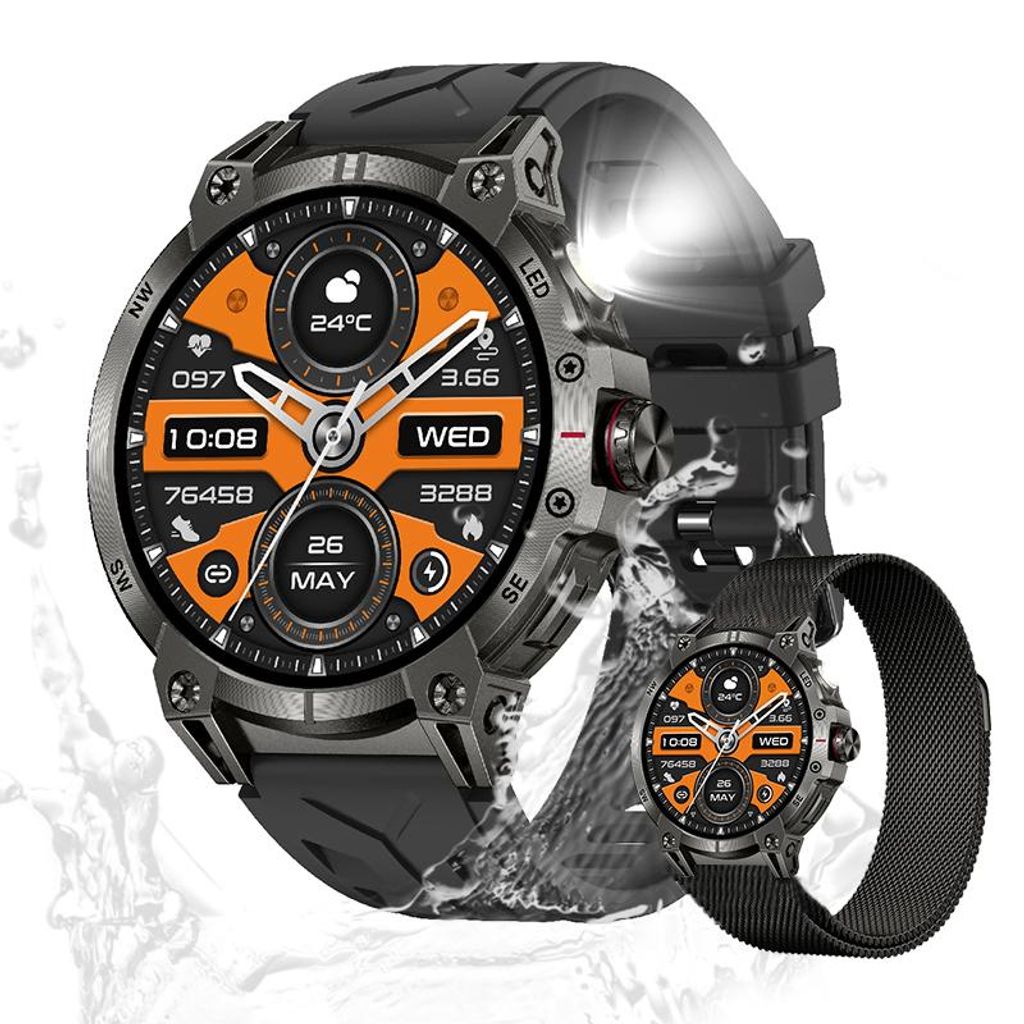 Herren's Robust Telefonfunktion Fitness-Tracker Uhr mit Anruffunktion Smartwatch 1.8 Zoll Android/iOS Luxus Armbanduhr mit Anruf funktion