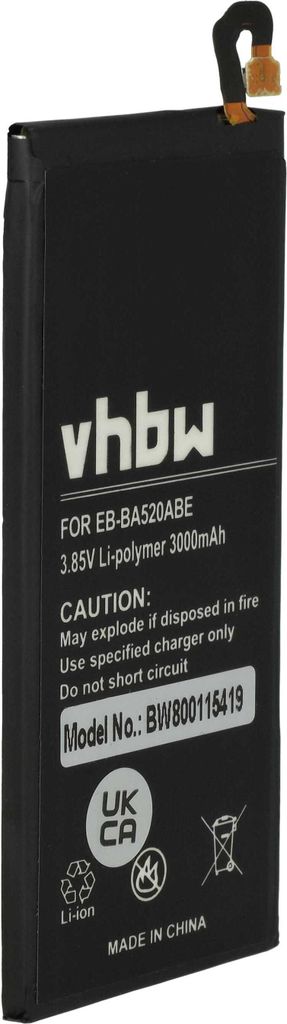 vhbw Akku Ersatz für Samsung EB-BA520ABE, GH43-04680A für Handy Smartphone Telefon (3000 mAh, 3,85 V, Li-Polymer)