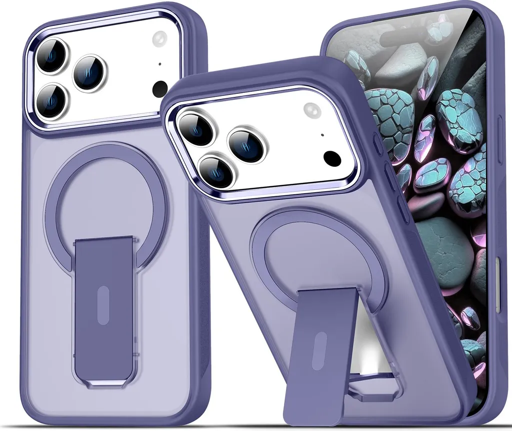 Custodia magnetica per iPhone Air, compatibile con MagSafe, retro opaco, cover antiurto con supporto Viola