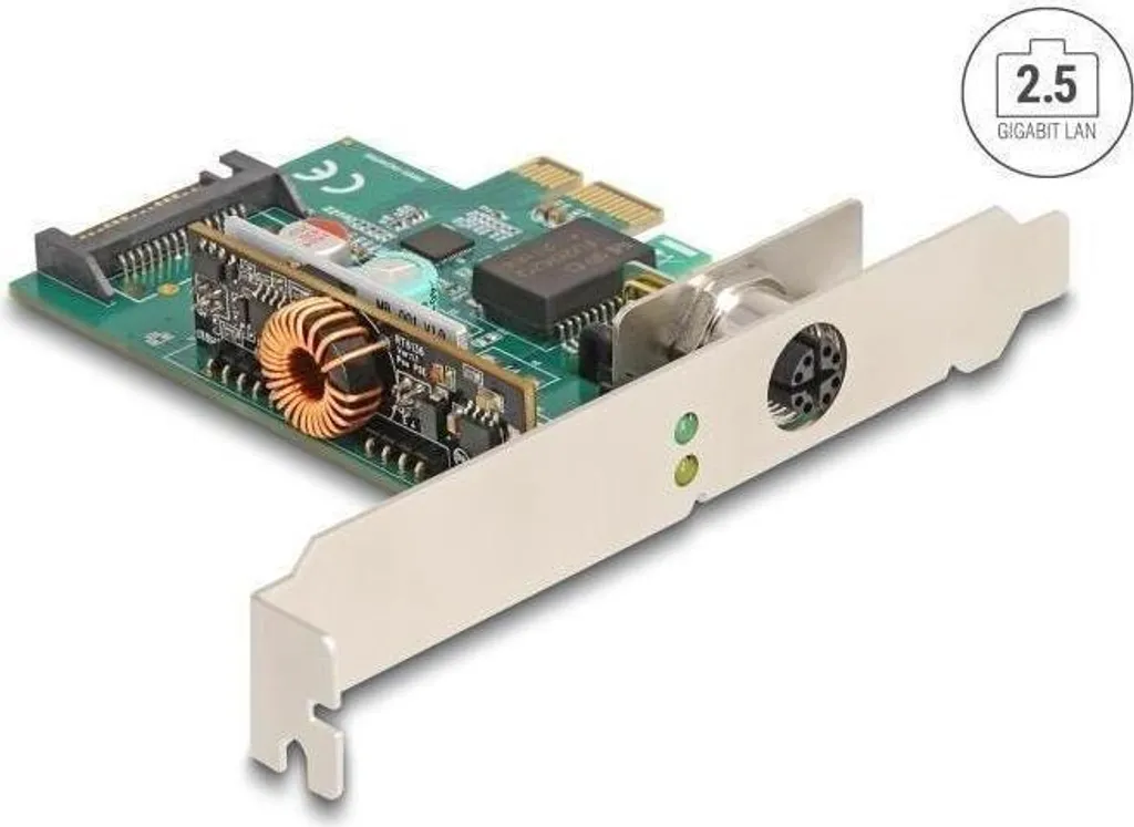 Carte Réseau Delock PCI Express x1 vers 2,5 Gigabit LAN avec Port M12