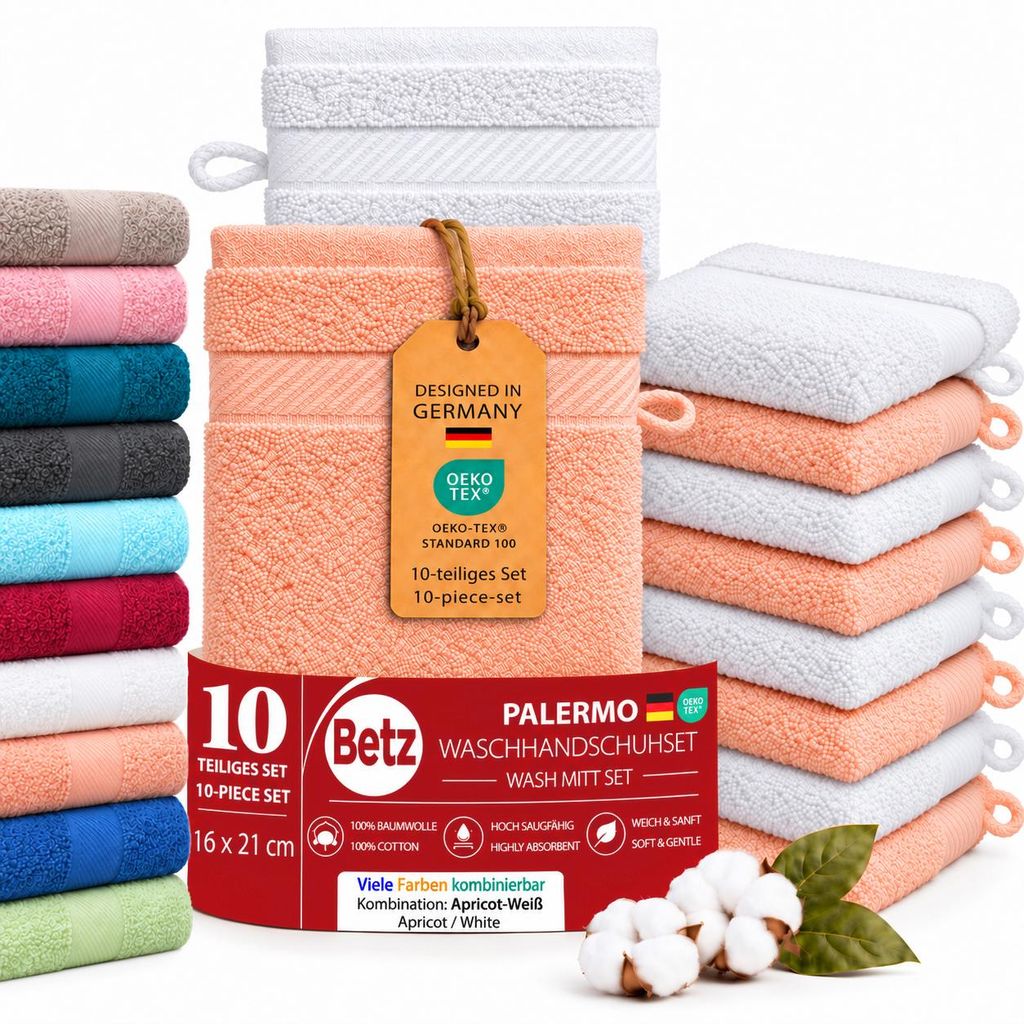Betz 10 Stück Waschhandschuhe 16x21 cm PALERMO 100% Produktbild 