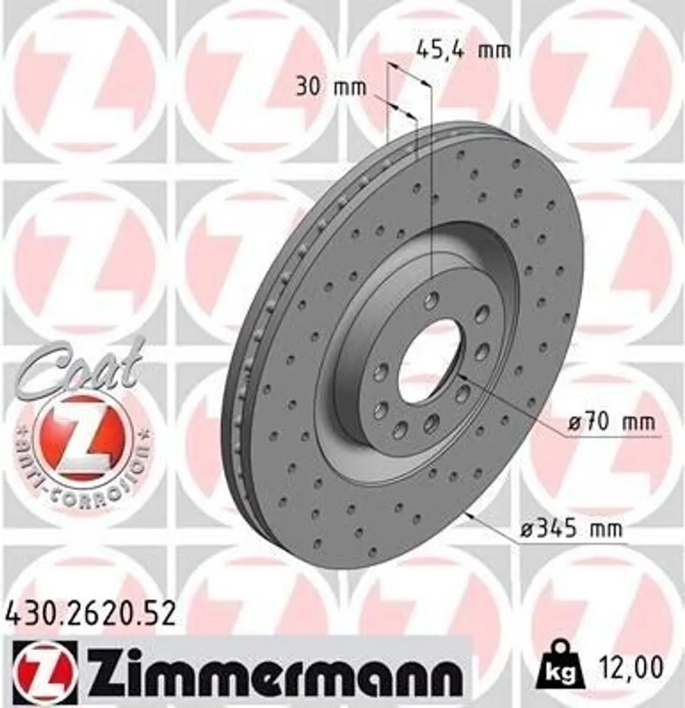 Disque de frein Zimmermann 430.2620.52 anti-vibration pour Vectra C (Z02)