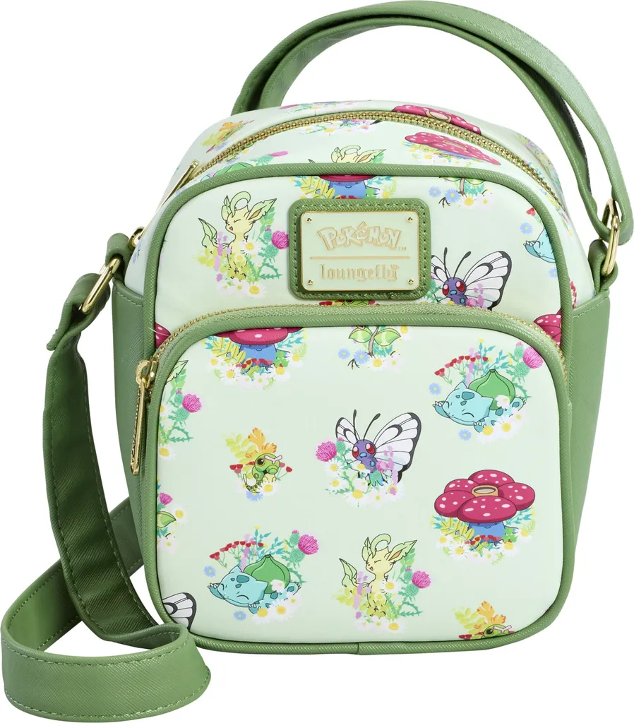 Petit Sac Pokémon Loungefly Type Plante avec Broderies et Motifs Verts