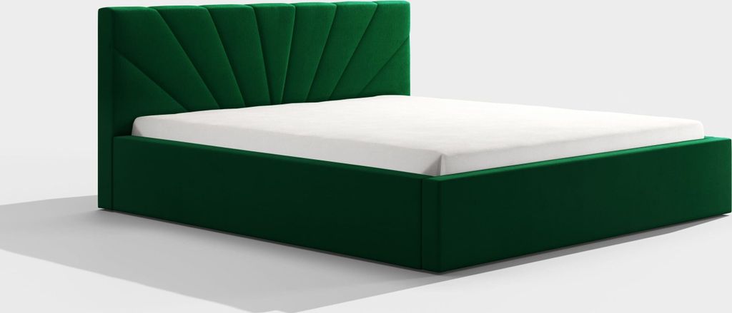 Bettrahmen ohne Matratze, - Largo 160 Dunkelgrün Schlafzimmerbett, Schlafzimmermöbel, Skandinavischer Stil, Gepolstertes Bett