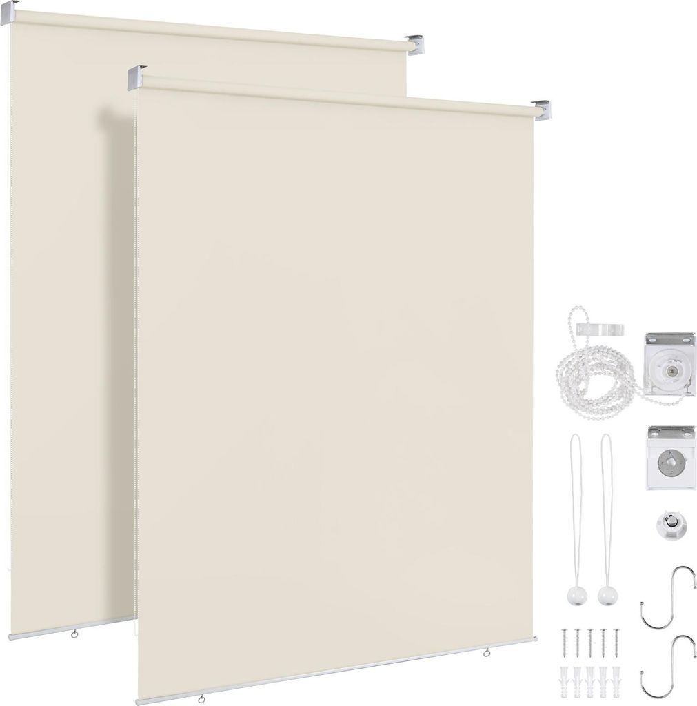 Faziango 2 Stücke Senkrechtmarkise Beige 180 x 240cm Vertikalmarkise für Terrasse Balkon Seitenrollo Sichtschutz Sonnenschutz UV-Beständig