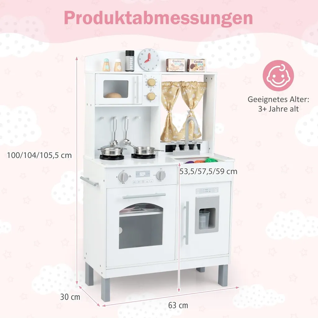 Cuisine en bois évolutive pour enfant avec set complet d'accessoires