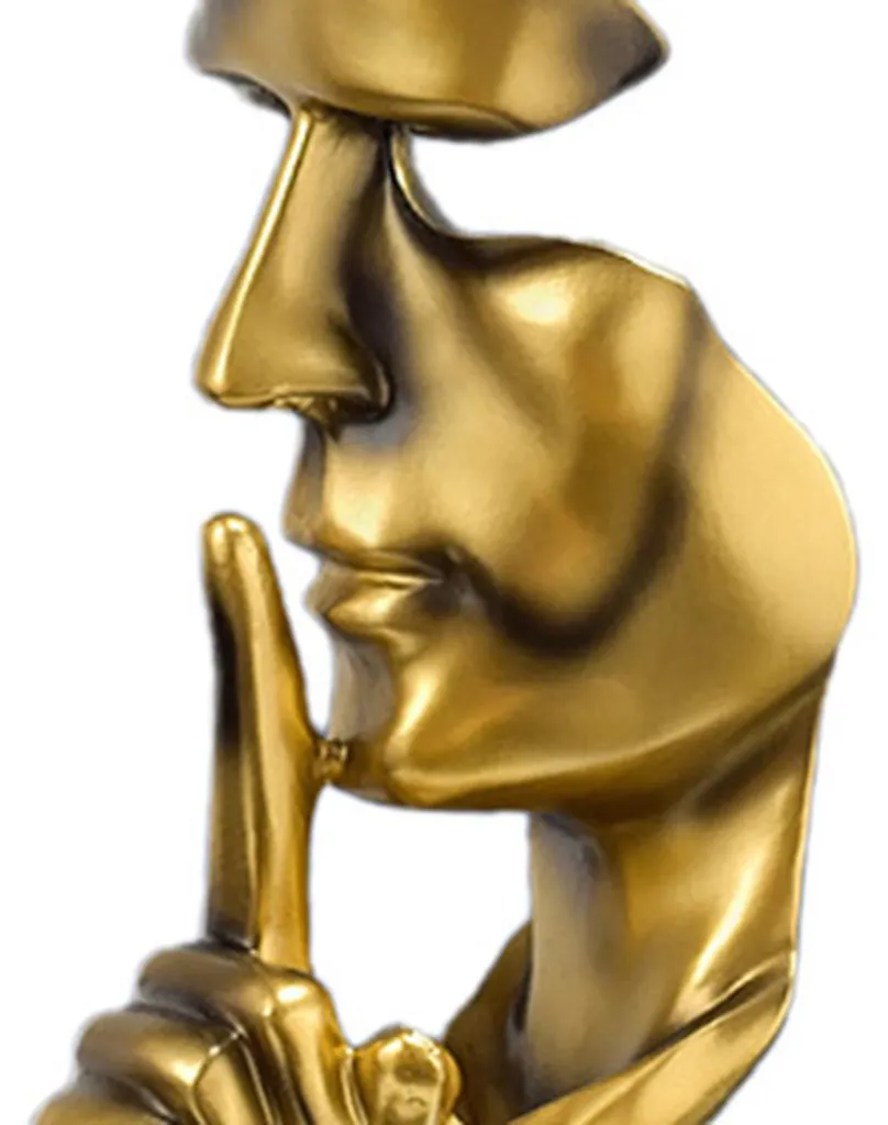 Statue Silence Is Golden Résine Compacte Or Foncé - Sculpture de Salon
