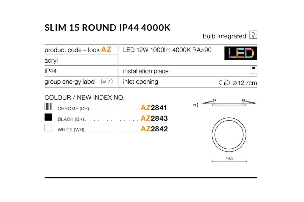 Plafonnier LED extra-plat 12W AZ2841 - Solution plafond bas et discret