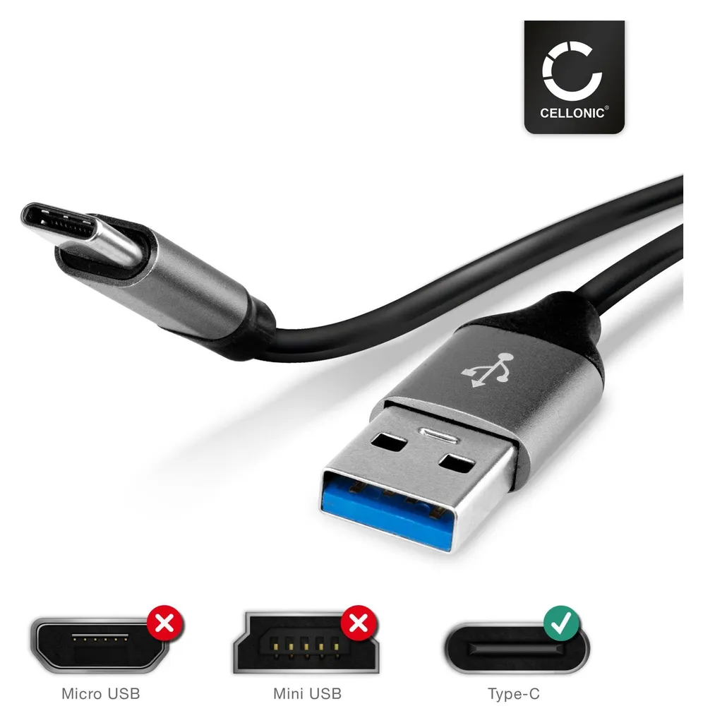 CELLONIC Cavo USB 3.1 Gen 1 2m Per Medion LifeTab X10605/P10606/P10612 – Ricarica 3A E Dati