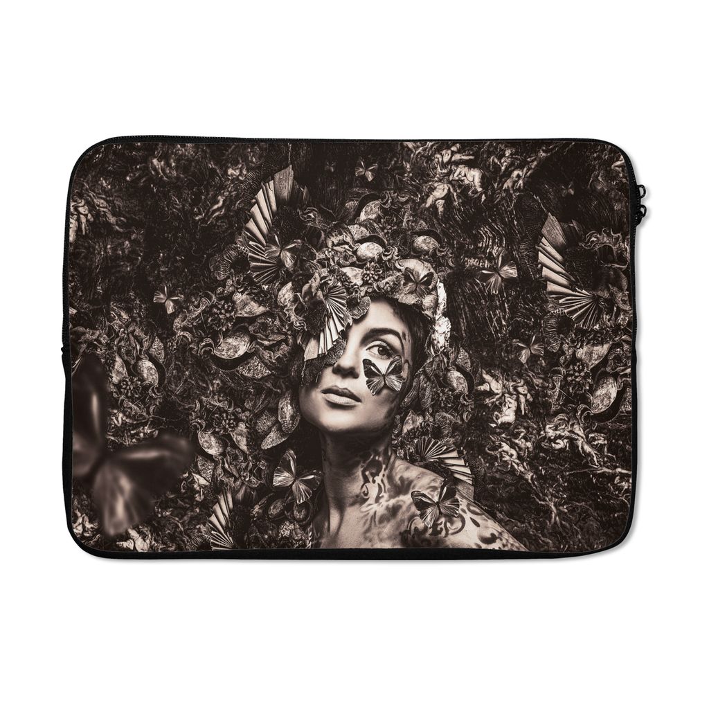 MuchoWow Laptop Hülle 14 ZollFrau - Sepia - Luxus Laptoptasche - Laptoptasche - Stoßsicher - Schutzhaube
