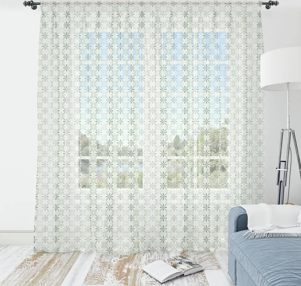 Décoration Murale de Salon : Tapisserie Satinée Vert Réséda Abstraite