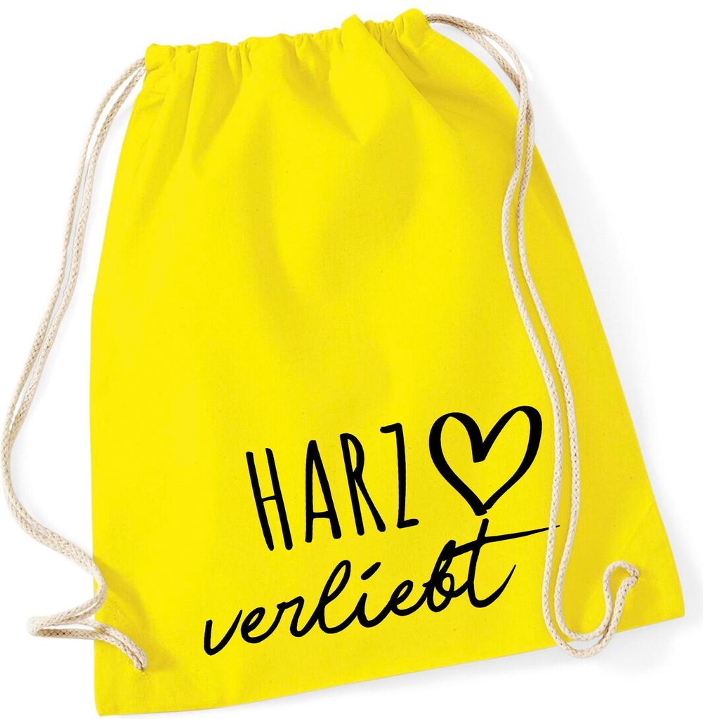 Huuraa Turnbeutel Harz verliebt 12 Liter Yellow Baumwolle Rucksack Geschenkidee