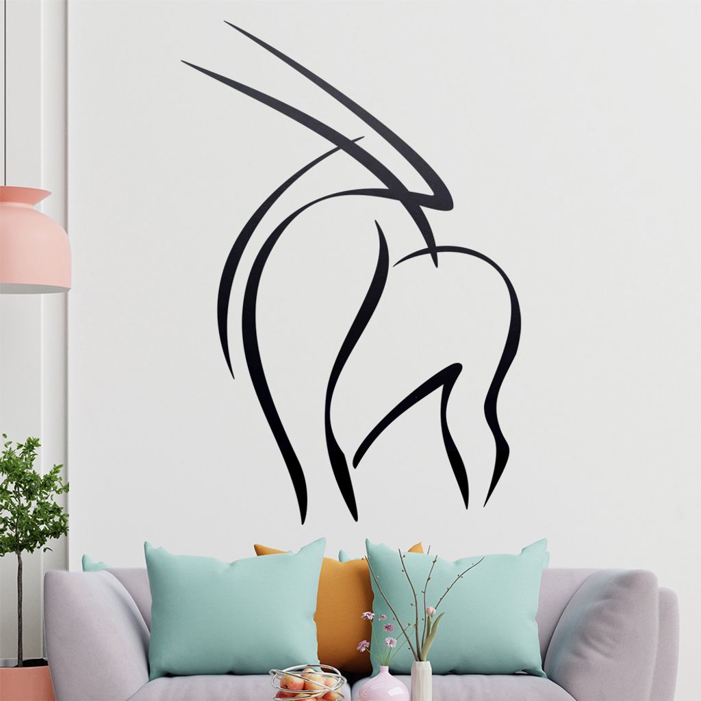 Antilope Linien Wandtattoo in 6 Größen - Wandaufkleber Wall Sticker - Dekoration, Küche, Wohnzimmer, Schlafzimmer, Badezimmer