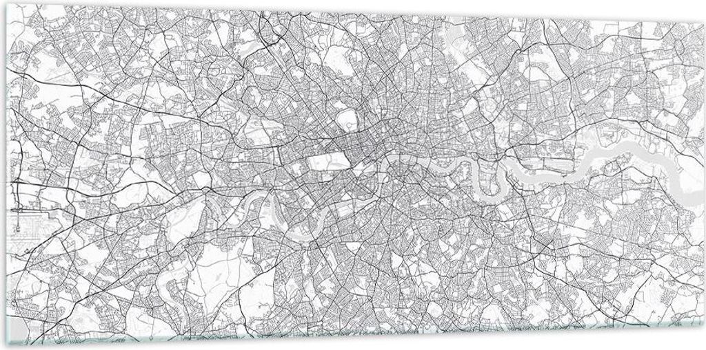 Bilder auf glas - Einteilig - Stadt Karte London - 120x50cm - Glasbilder - Wandbilder - Bilder - zum Aufhängen bereit - Wanddekoration aus Glas - ...