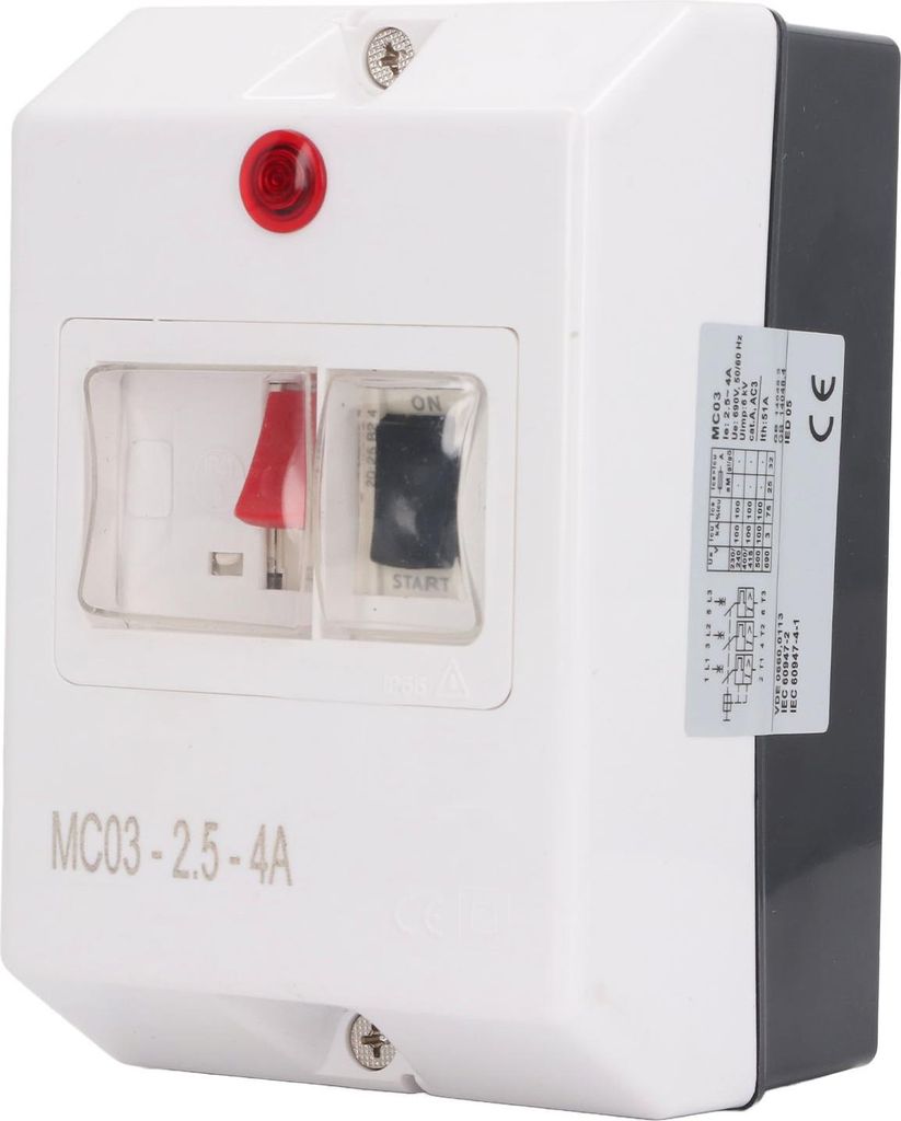 Motorschutzschalter IP55 wasserdicht mit Signalleuchte 2,5–4 A 230–240 V 400–415 V 500 V 690 V
