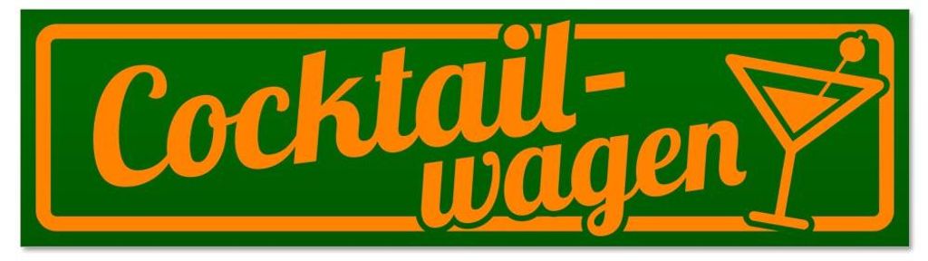 Kiwistar - Autoaufkleber - Orange - Grün - 30 x 8 cm - Cocktailwagen mit Glas - Hinweis Aufkleber Sticker für Auto, Kfz, Fahrrad, PKW, LKW