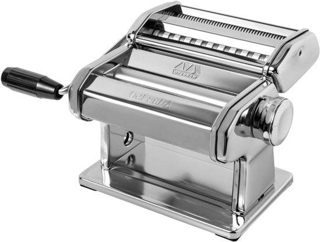 Pasta Maschine mit Schneidevorrichtung und Handkurbel