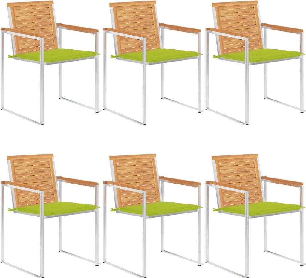 Möbel Gartenstühle 6 Stk. mit Kissen Massivholz Teak - Gartenstühle 3078592