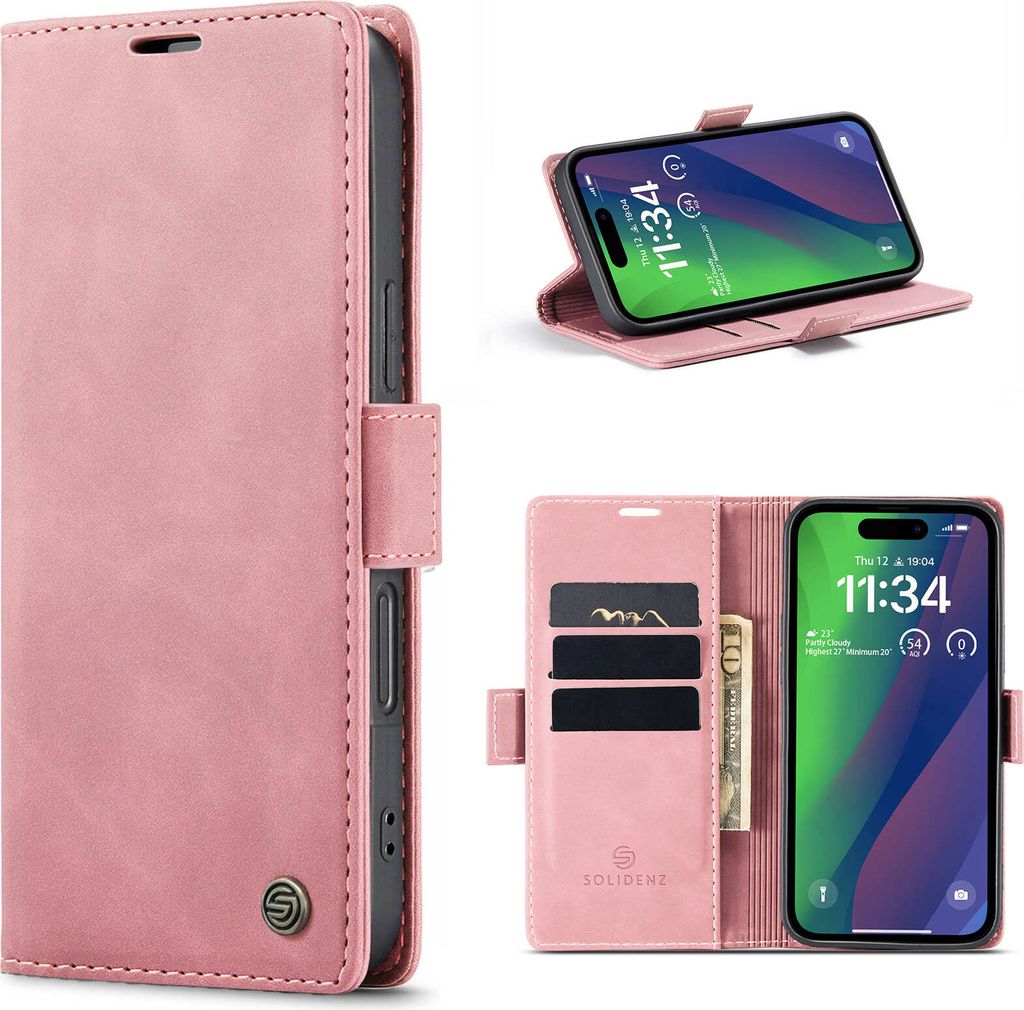 Solidenz Urban Book iPhone 16 Pro Tasche - Roze
