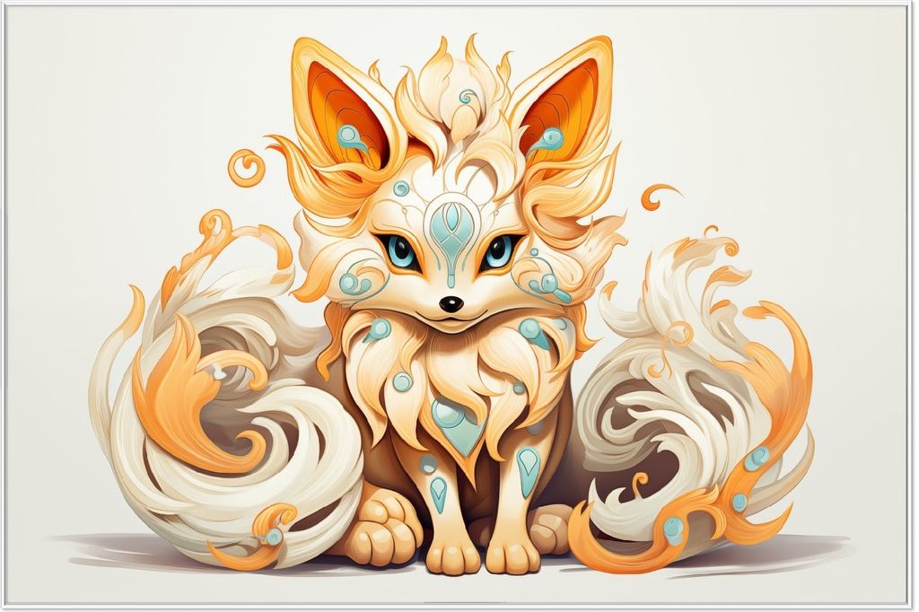 Wallario Wandbild Geheimnisvoller Fuchs, Größe: 61 x 91,50 cm, Poster mit weißem Aluminiumrahmen