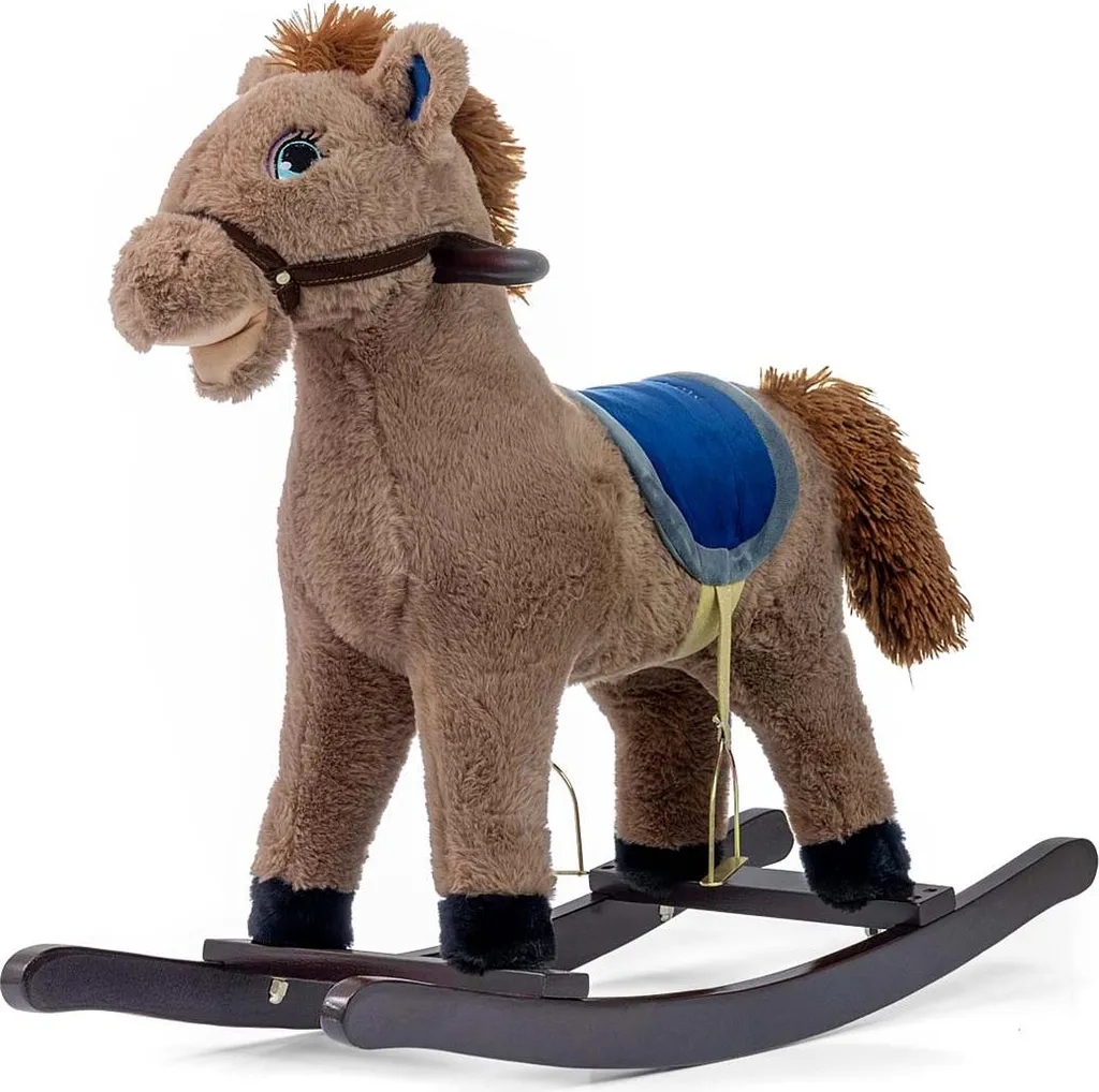 Cheval à bascule Łatek brun avec sons réalistes et selle confortable