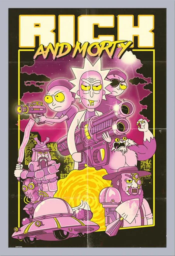 Set Poster Rick & Morty + Cornice Shinsuke® Maxi MDF Argento Acrilico