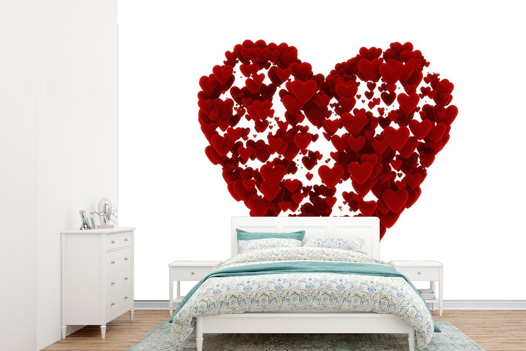 MuchoWow Fototapete für Wohnzimmer oder Schlafzimmer Wandtapete Vinyl Motivtapete Eine Illustration eines Herzens mit Herzen - 330x240 cm - Viny...