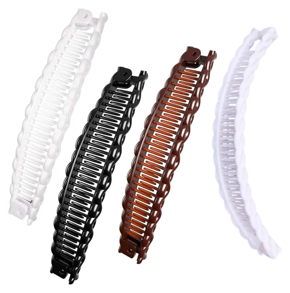 Barrette banane pour queue de cheval volumineuse, 4 pinces rétro vintage