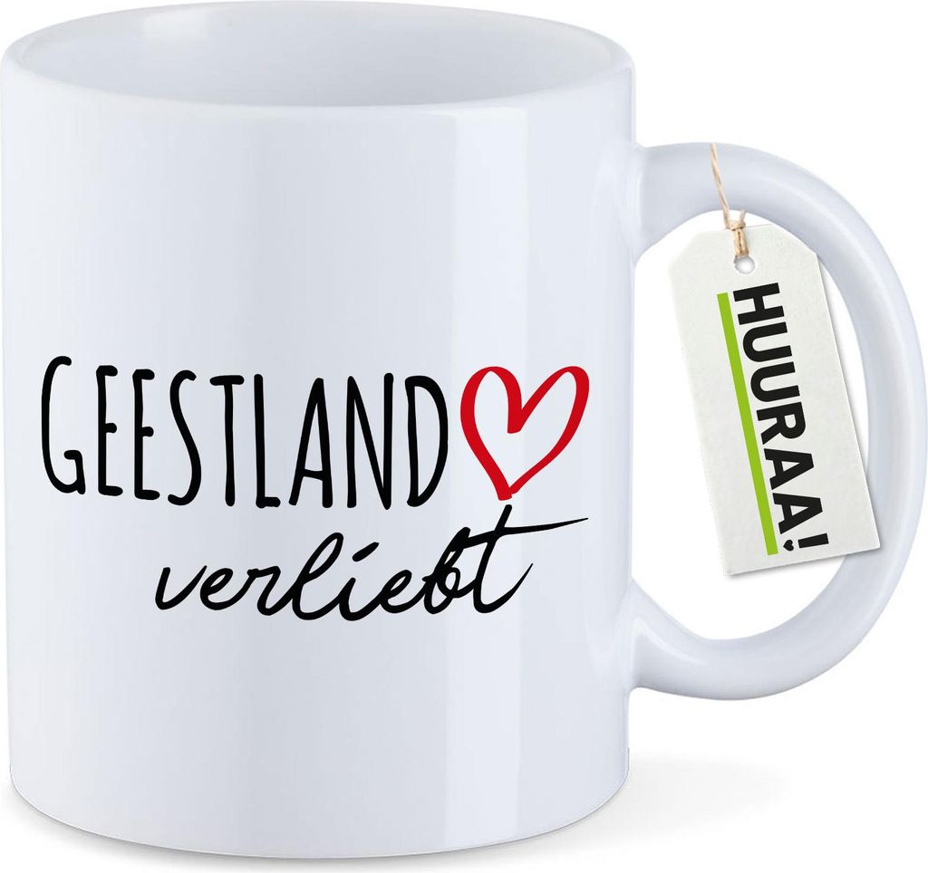 Huuraa Tasse Geestland verliebt Geschenk 330ml Weiß Geestland Präsent