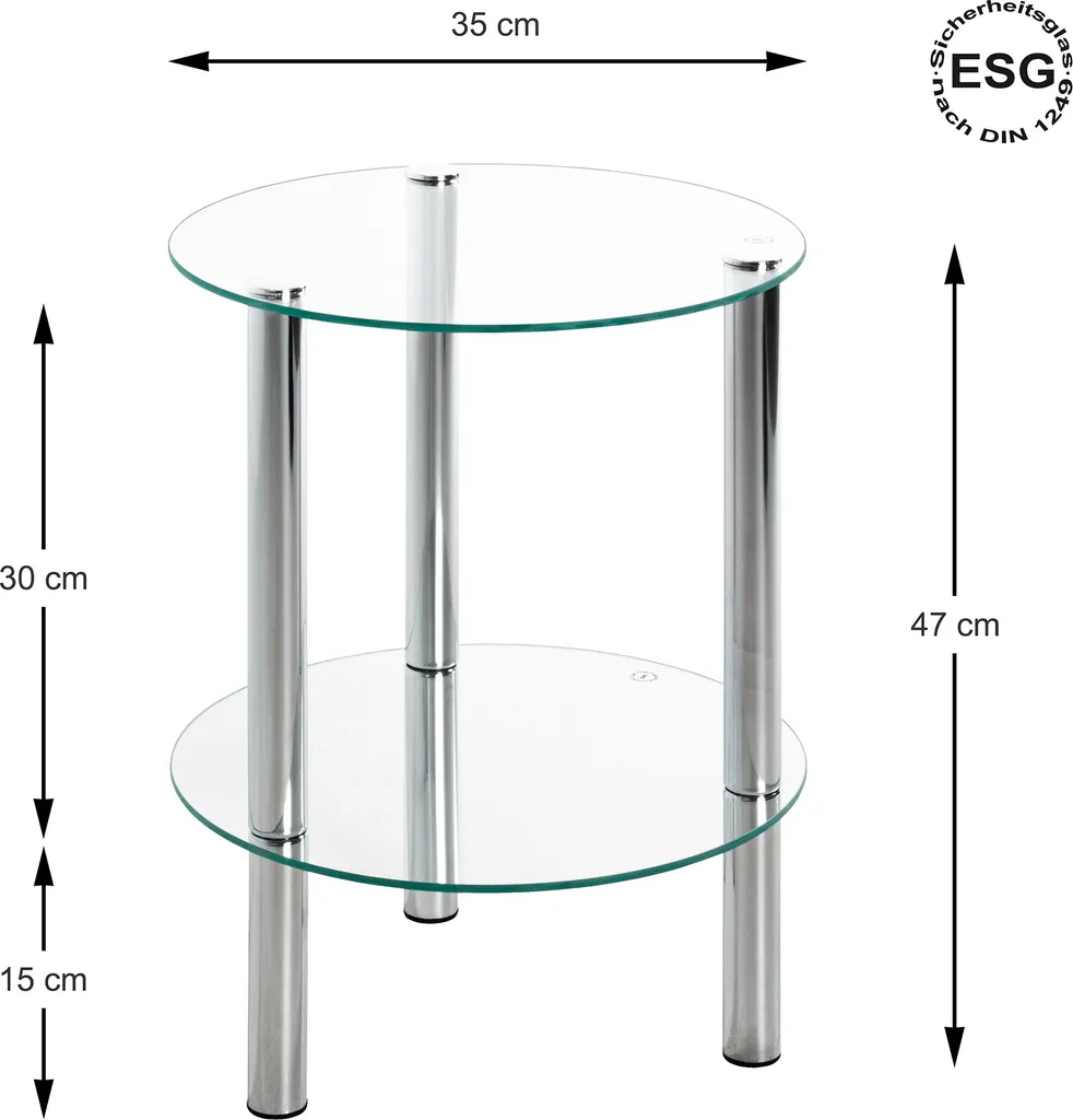 Bout de canapé design HAKU Möbel pour salon, table d'appoint en verre - 2