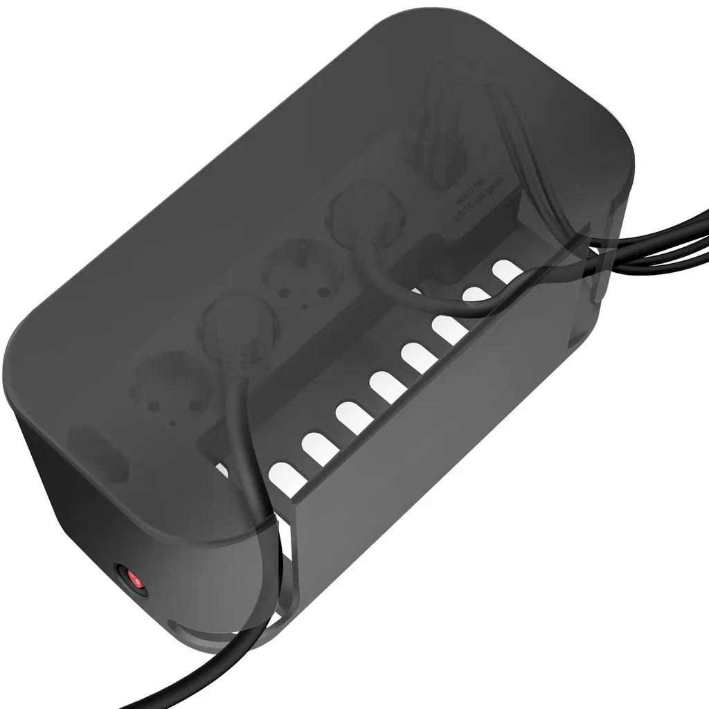 Cache-câbles électrique noir avec station de recharge USB rapide intégrée - 5
