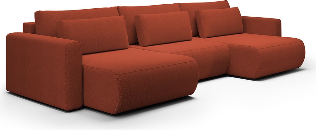 U-Sofa 4-sitzig umbaubar Truhe Evy Ziegelorange