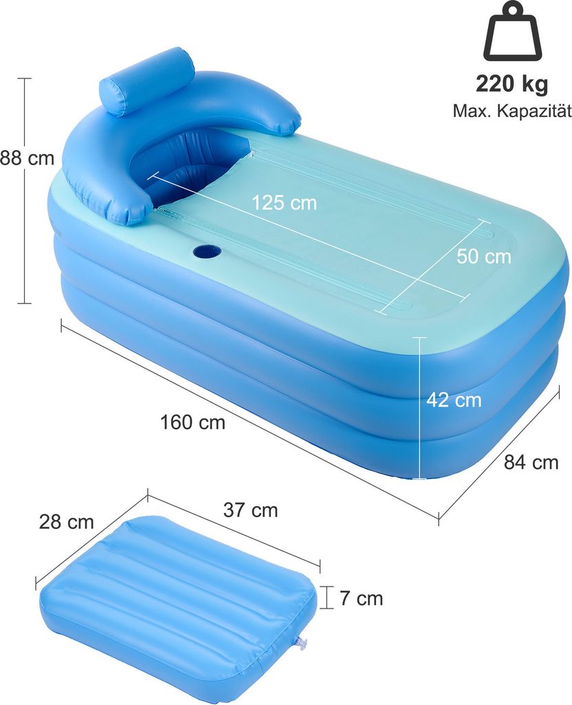 Aufblasbare Badewanne Spawanne mobil Duschbadewanne Bade Produktbild 6