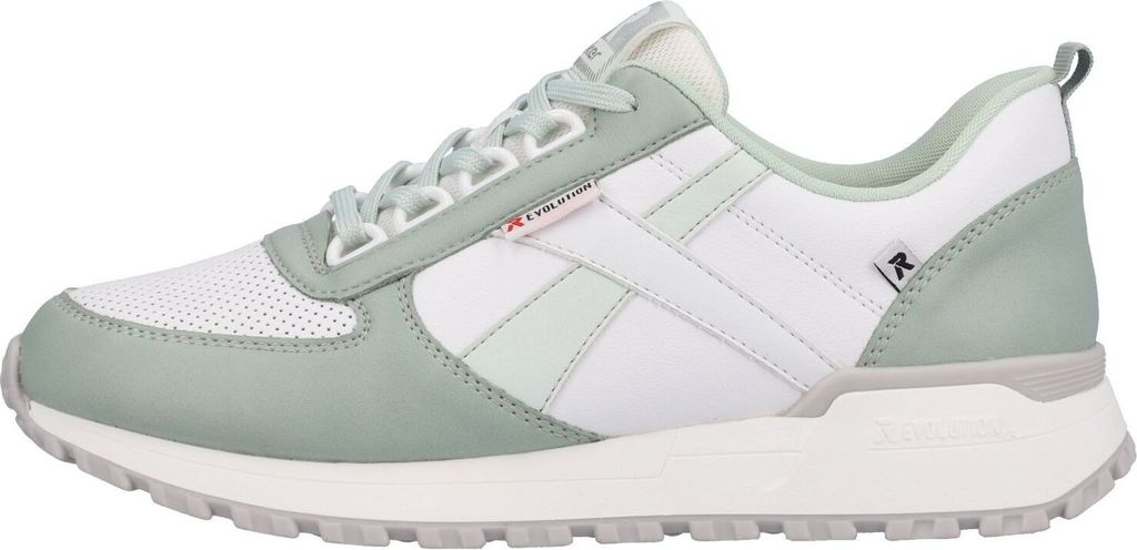 Rieker Sneaker Weiß Grün Glattleder Größe: 38 Normal