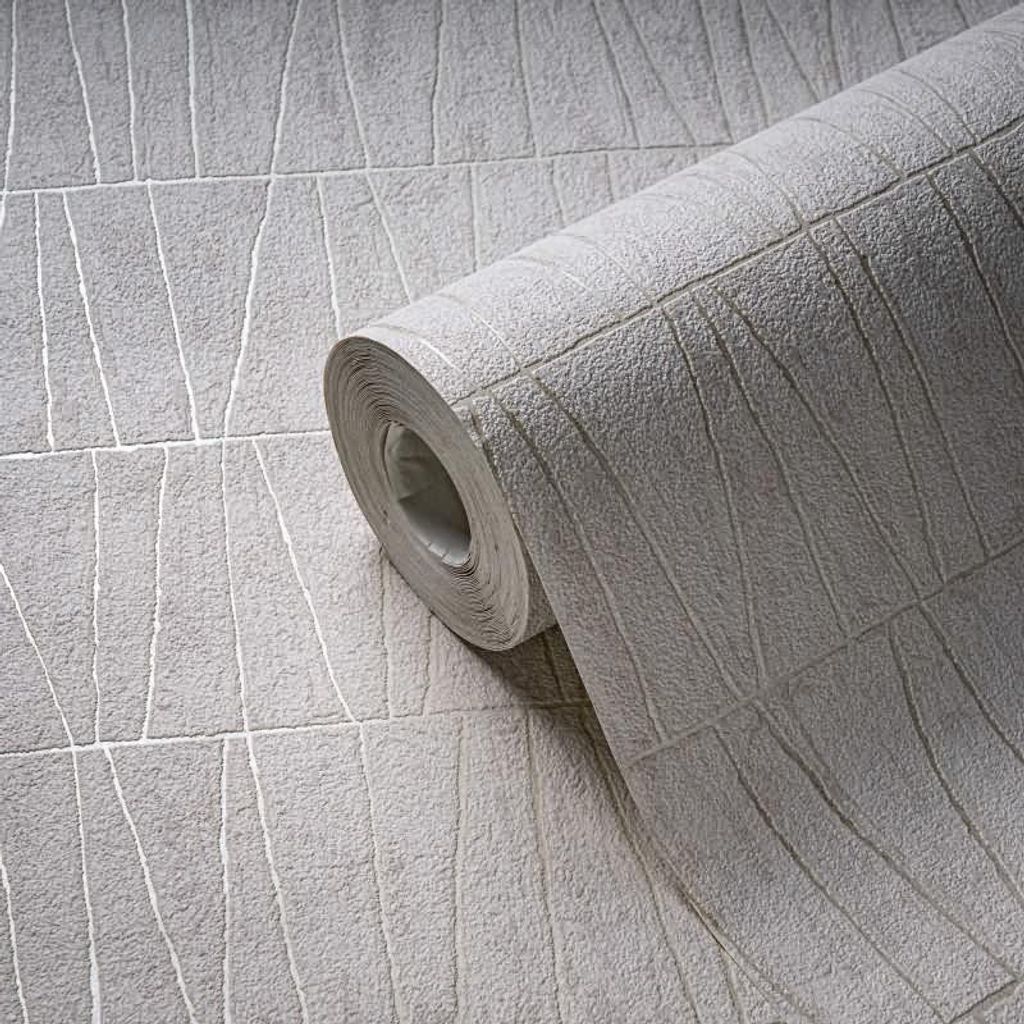 3D-Tapete in Kacheloptik Weiß Beige – Geometrische Vliestapete modern AS-Creation (KG-174748)