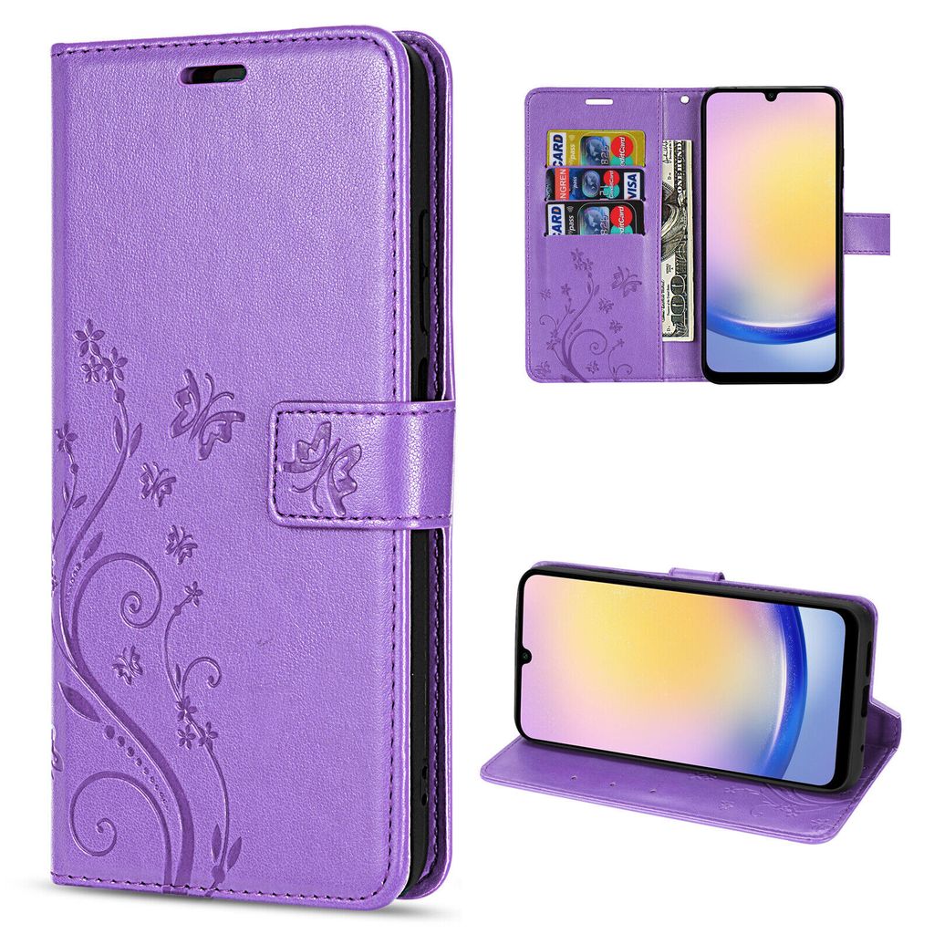 Hülle für Samsung Galaxy A25 Handyhülle Handy Tasche Klapphülle Wallet Case Etui Lila