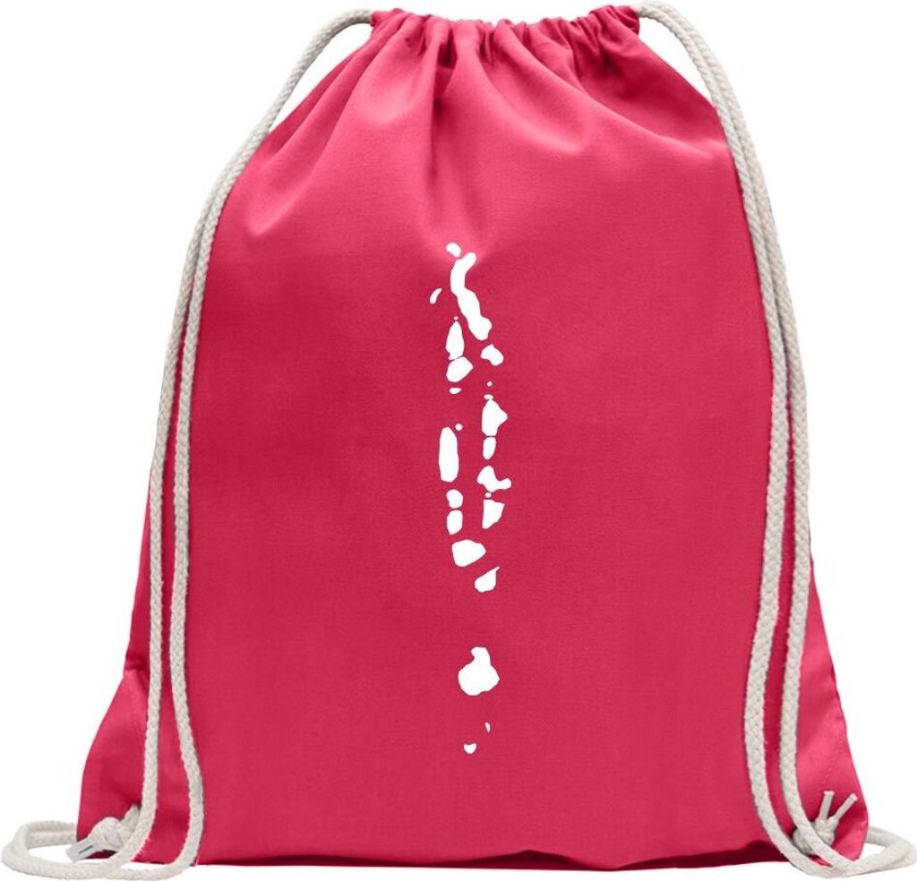 Kiwistar - Turnbeutel - pink - Malediven Umriss Kontur - Fun Rucksack Sport Beutel Gymsack Baumwolle mit Ziehgurt