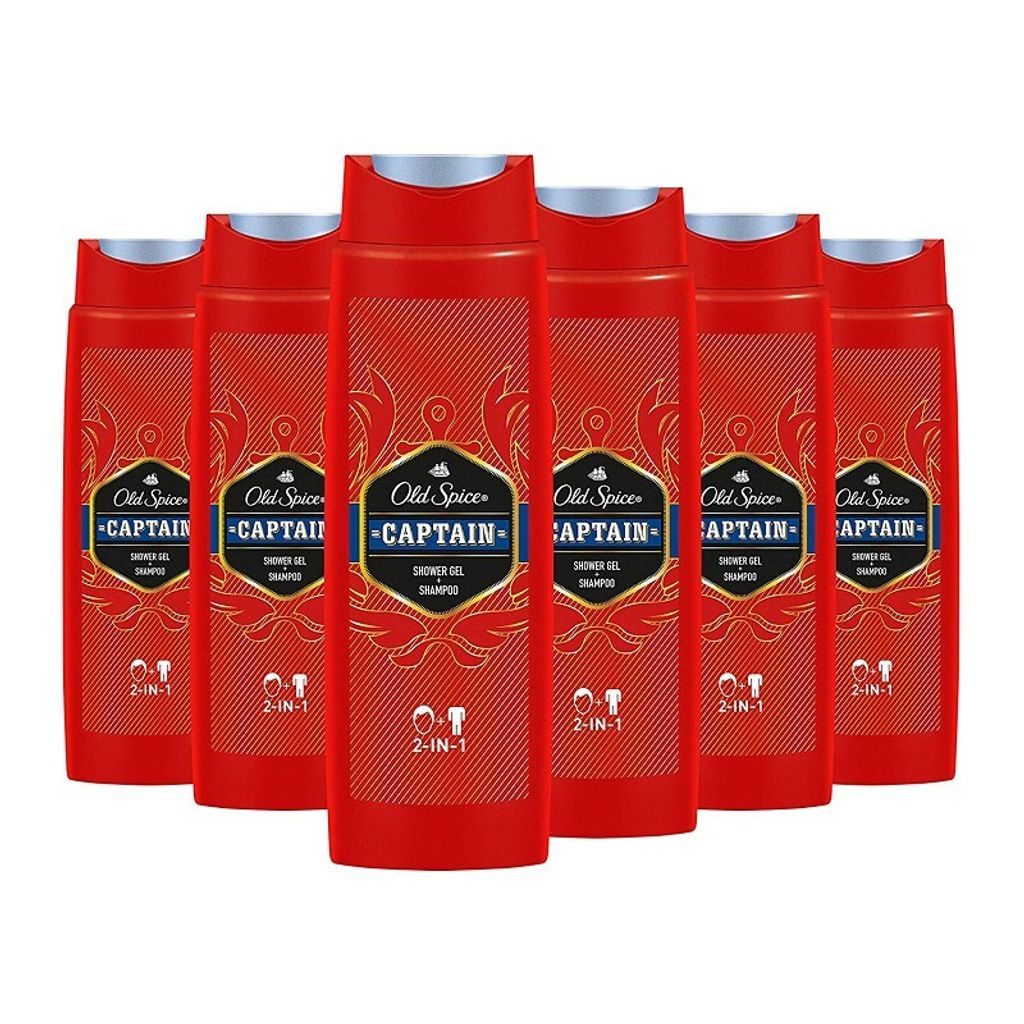 Old Spice Captain Duschgel und Shampoo für Männer 6er Pack (6 x 250 ml)