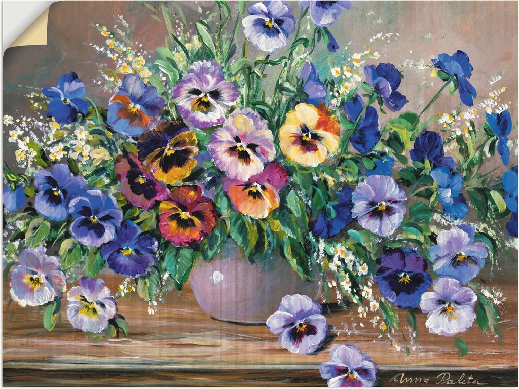ARTland Wandbild, selbstklebend Stiefmütterchenstrauß Größe: 40x30 cm