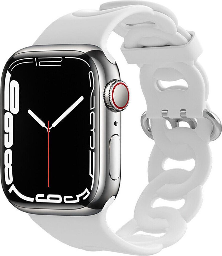 Strap-it Apple Watch Silikon Kettenarmband (Weiß) - Große: 42 - 44 - 45 - 49mm