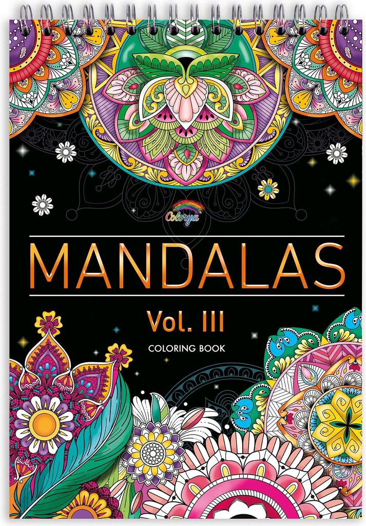Colorya Mandala Malbuch für Erwachsene – Mandalas Vol. III - Entspannendes A4 Anti-Stress Malbuch – Spiral-Malbücher mit Künstlerpapier ohne Durchdrücken – Mandalas für Erwachsene