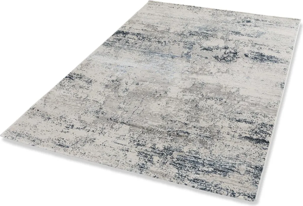 Tapis de salon moderne ANTEA bleu foncé 133x190 cm en velours ras