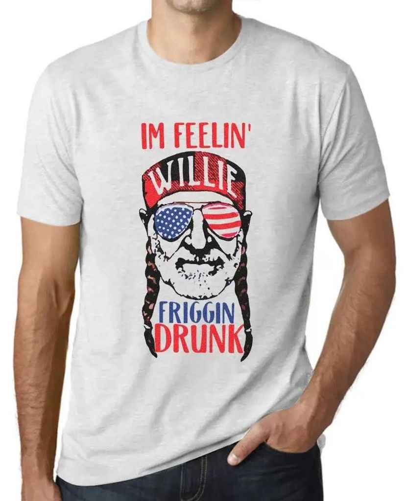 Herren Grafik T-Shirt Ich bin total betrunken – I'm Feelin Friggin Drunk – Öko-Verantwortlich Vintage Jahrgang Kurzarm Lustige Druck Geburtstag