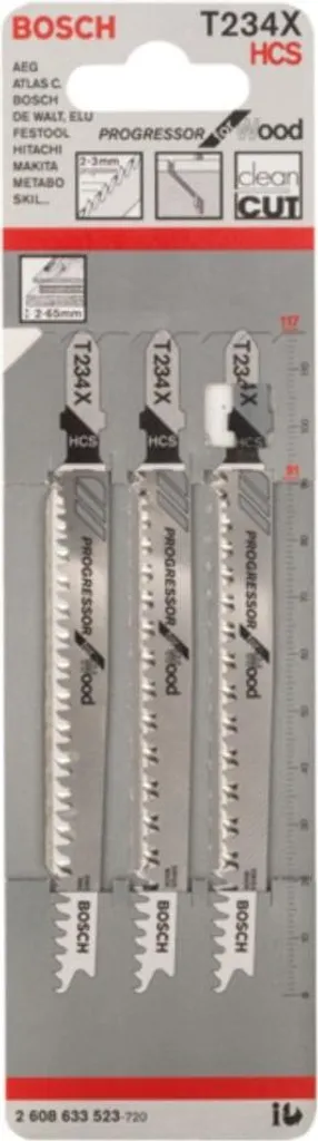 Lame Bosch T 234 X per Legno: Set 3pz 2608633523 per Tagli Perfetti