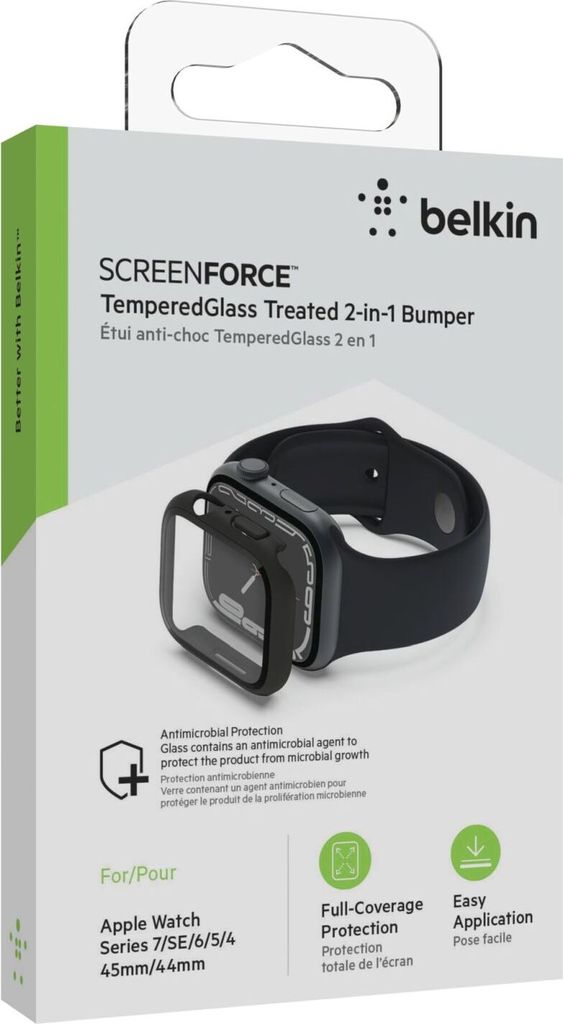 Belkin TemperedCurve Displaysch. Apple Watch 4-7/SE 44/45mm schw.
