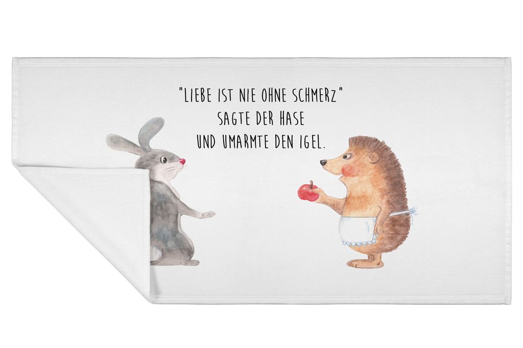 Mr. & Mrs. Panda Handtuch Hase Igel - Weiß - Geschenk, Lustige Sprüche, Herzschmerz, Frotteehandtuch, Liebe Spruch, Trösten, Händehandtuch, fro...